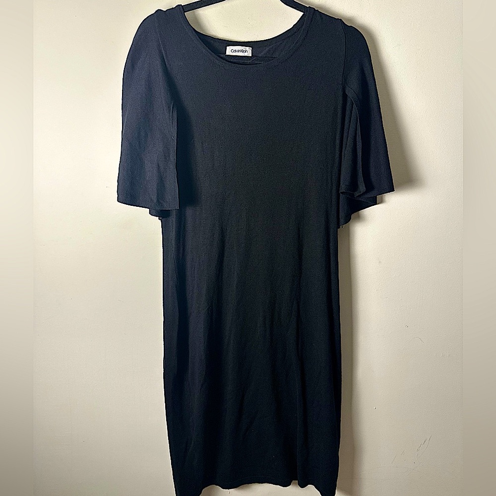 CALVIN KLEIN Women’s Black Knit Cape Dress Size Medium